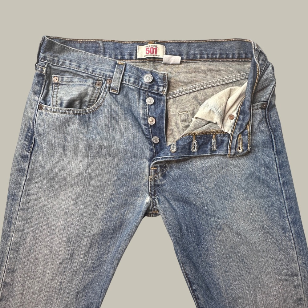 Vintage Levi's 501 Jeans Mens 31x30 (31x25) Straight Leg Blue Button Fly Denim